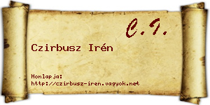 Czirbusz Irén névjegykártya